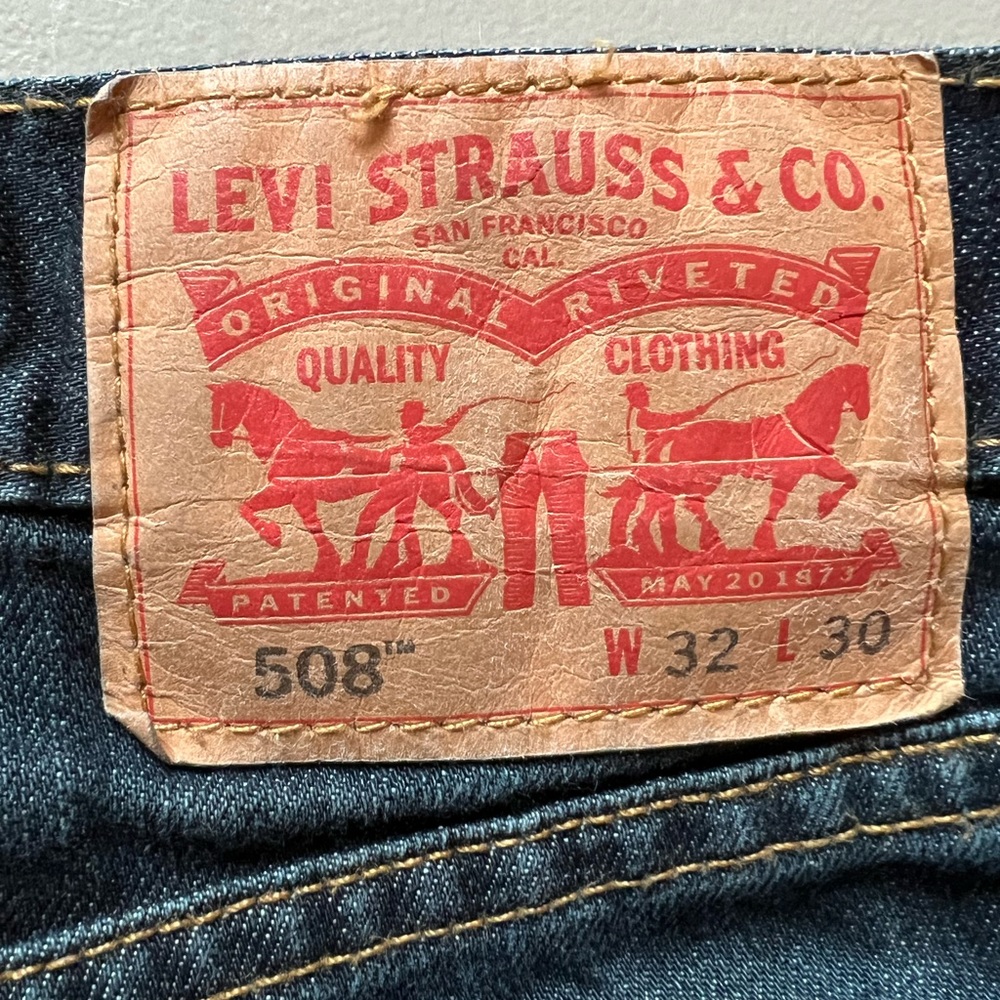Levi's 508 taper fit blue jeans, very lightly worn